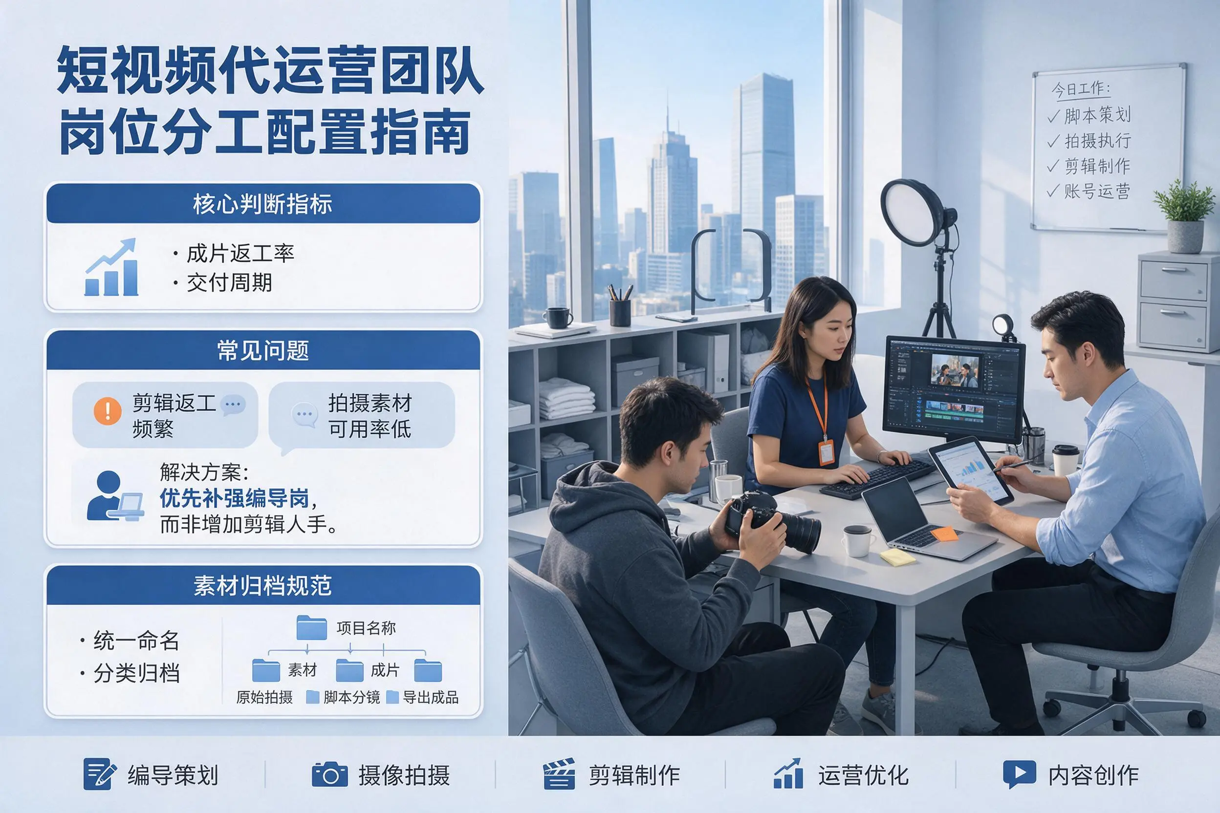 短视频代运营团队如何配置？吉林市企业岗位分工科普说明