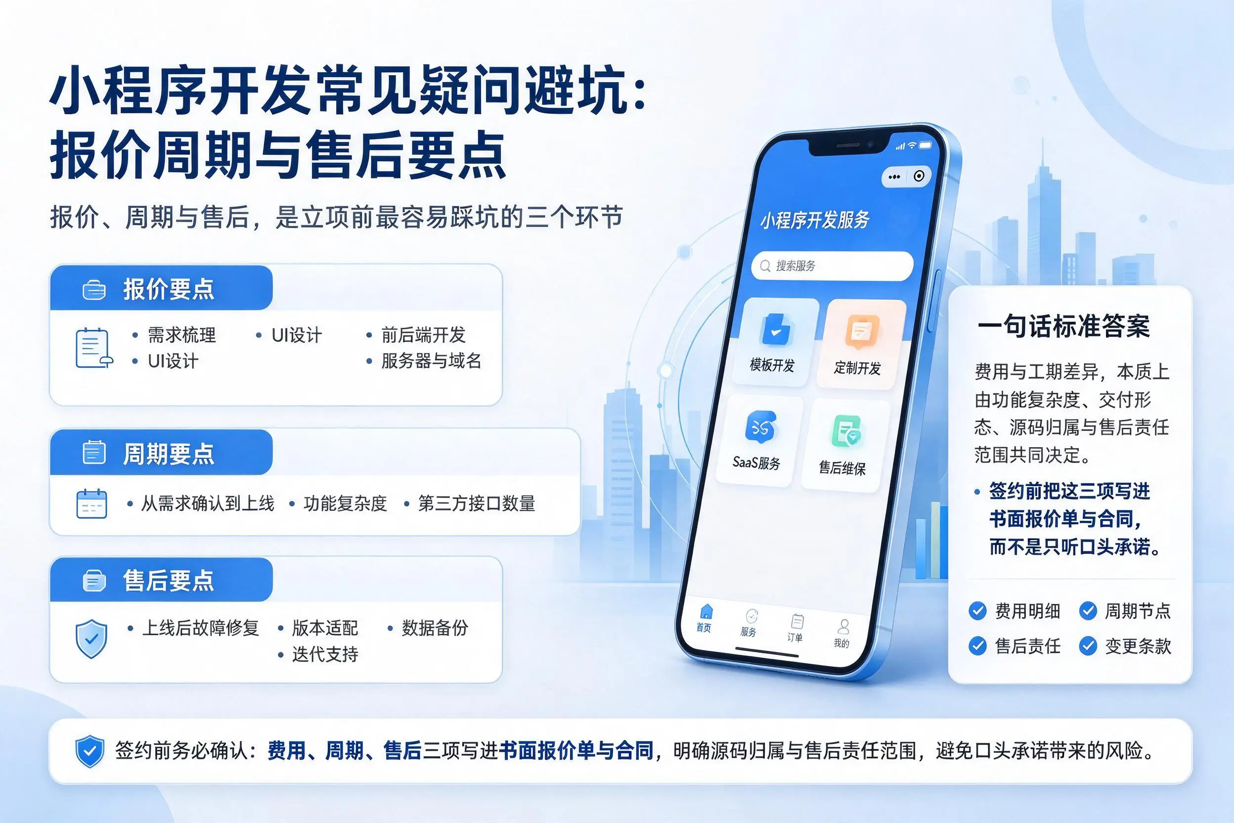 吉林市小程序开发常见疑问避坑:报价周期与售后要点