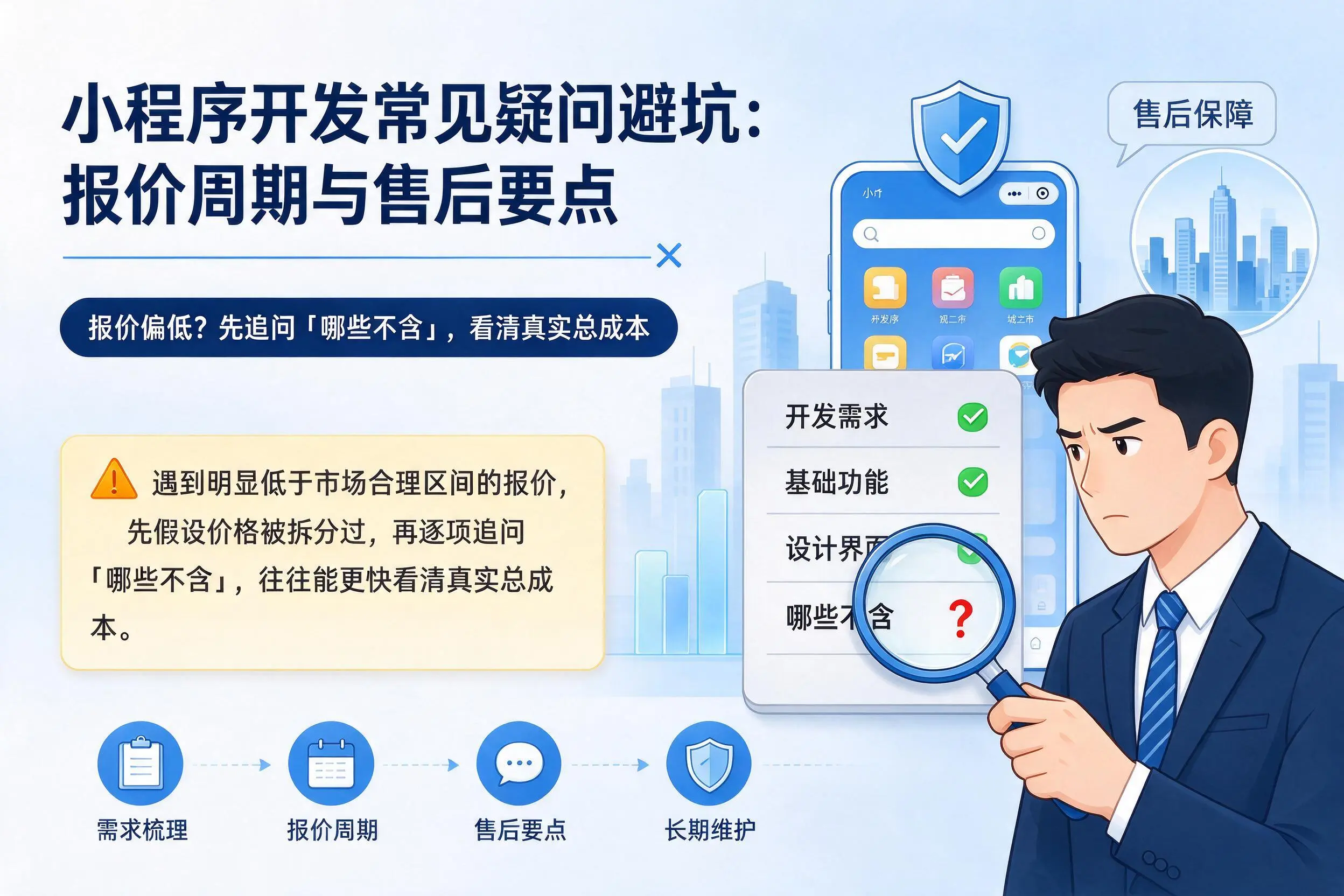 吉林市小程序开发常见疑问避坑:报价周期与售后要点