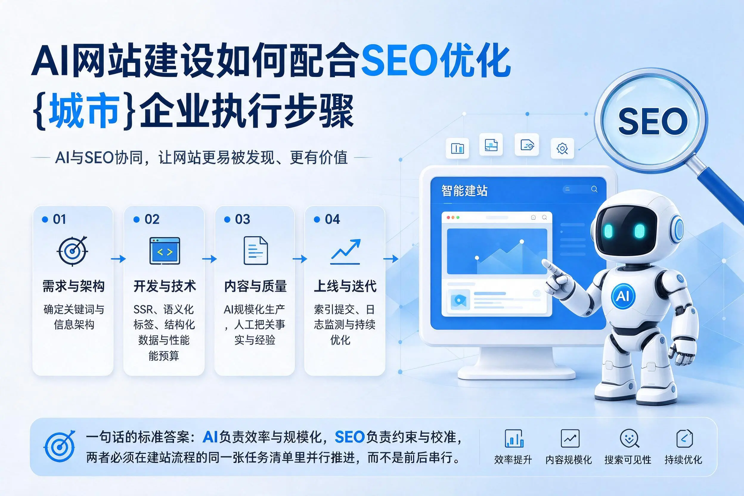 AI网站建设如何配合SEO优化，吉林市企业执行步骤