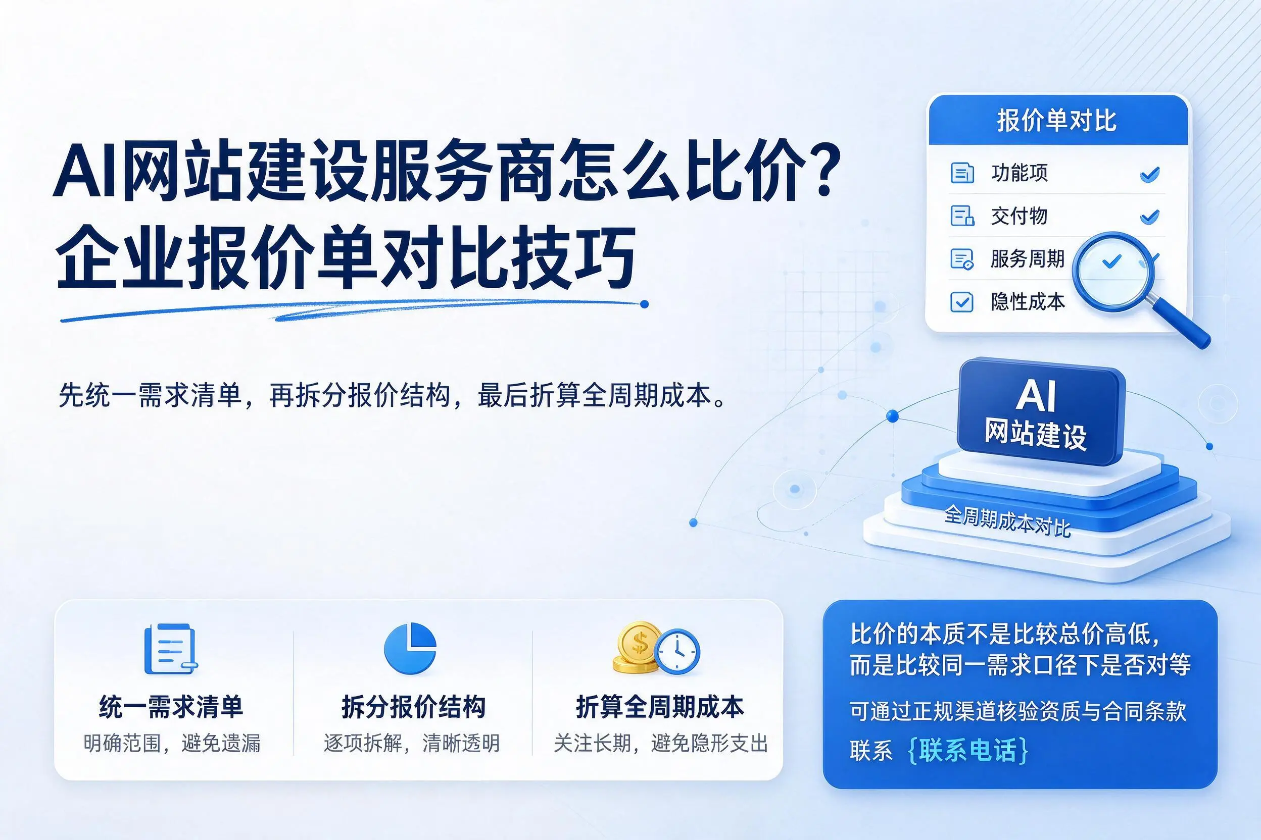 AI网站建设服务商怎么比价？吉林市企业报价单对比技巧