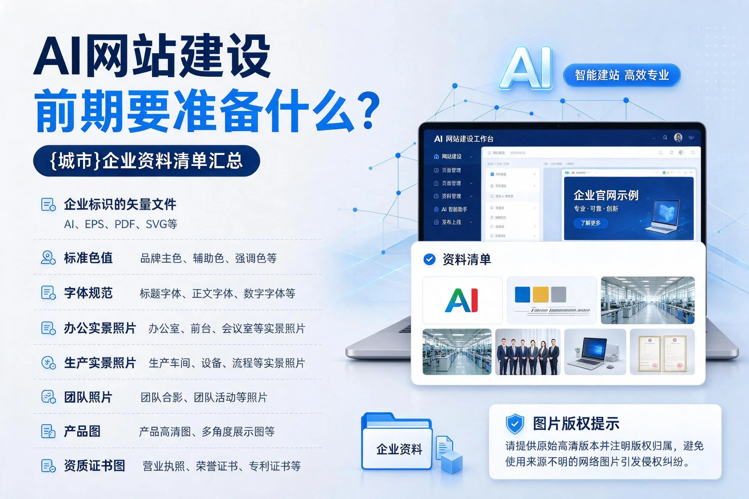 AI网站建设前期要准备什么?吉林市企业资料清单汇总