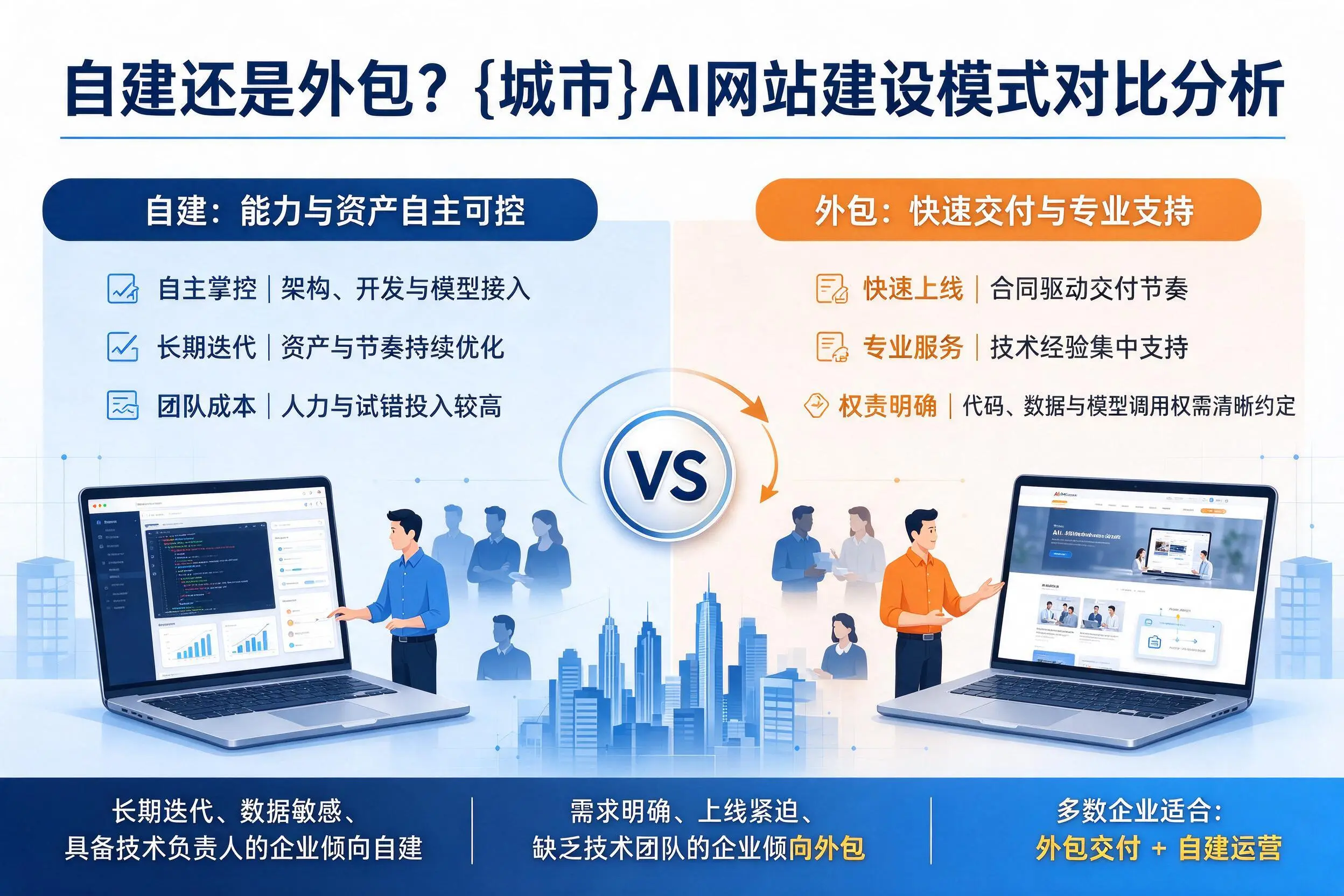 自建还是外包?吉林市AI网站建设模式对比分析