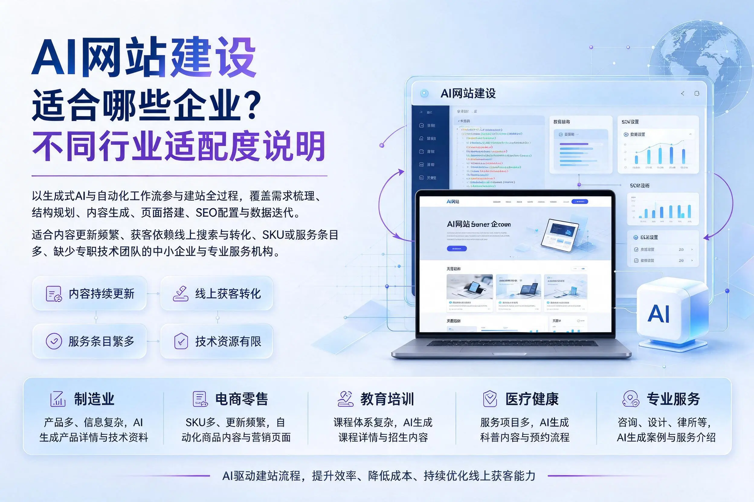 AI网站建设适合哪些企业？吉林市不同行业适配度说明